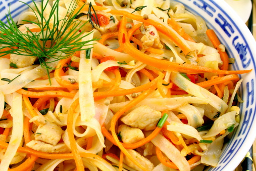 Peanut Chicken With Rice Noodles