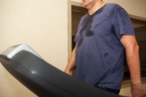 Intensive workout on treadmill, cardio training