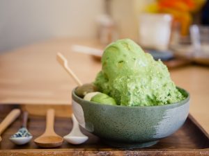 Shaved ice with matcha and green tea ice cream