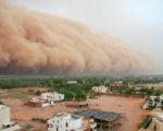 A haboob approaching the outskirts of Khartoum, Sudan. A haboob is a type of intense dust storm carried on wind that occur regularly in Sudan. Khartoum is the capital and largest city of Sudan, located at the confluence of the White Nile, flowing north from Lake Victoria in Uganda, and the Blue Nile, flowing west from Ethiopia. Khartoum is composed of 3 cities: Khartoum proper, Khartoum North and Omdurman.