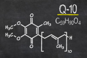 Blackboard with the chemical formula of coenzyme q10