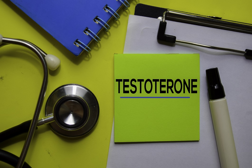 Testoterone on the sticky notes with Yellow background. Healthcare or Medical concept
