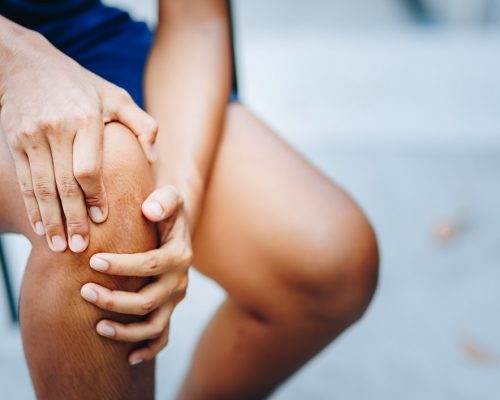young women knee ache, healthcare concept